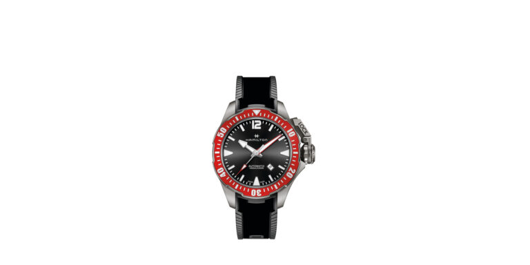 Montre de plongée Hamilton, étanche jusqu'à 1000 mètres, design moderne et robuste.