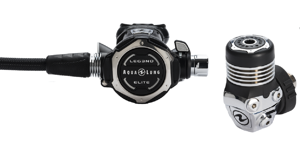 Détail d'un détendeur Aqua Lung pour la plongée sous-marine, conçu pour performance et sécurité.