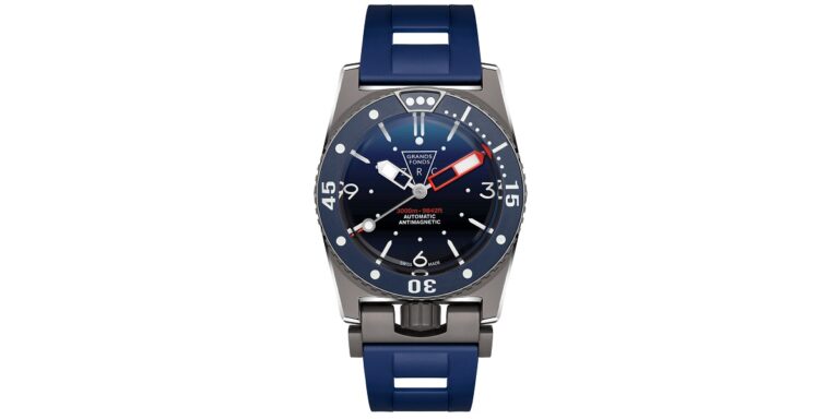 Montre de plongée automatique, étanche jusqu'à 3000 mètres, design maritime élégant.