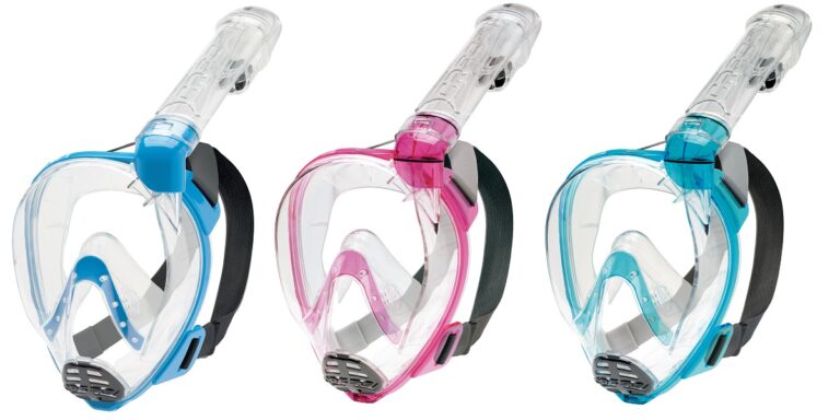 Masques de plongée colorés pour explorer le monde sous-marin en toute sécurité.