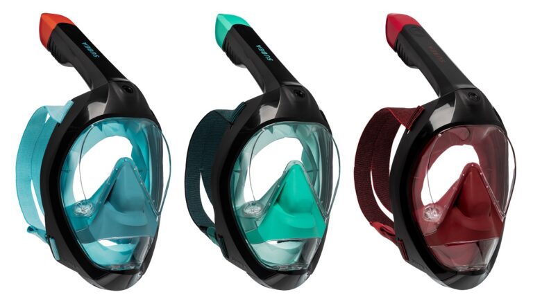 Masques de snorkeling colorés pour explorer le monde sous-marin en toute sécurité.