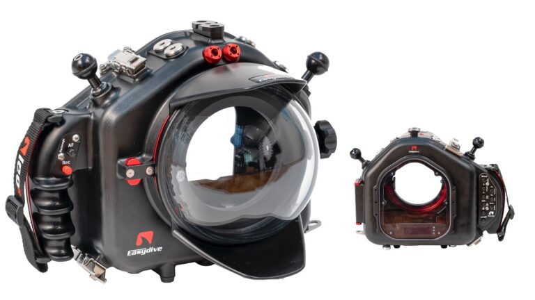 Boîtier étanche pour la photographie sous-marine, conçu pour capturer la vie marine en détail.