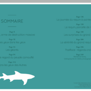 Sommaire d'un ouvrage sur la vie marine et les requins, explorant leur univers fascinant.