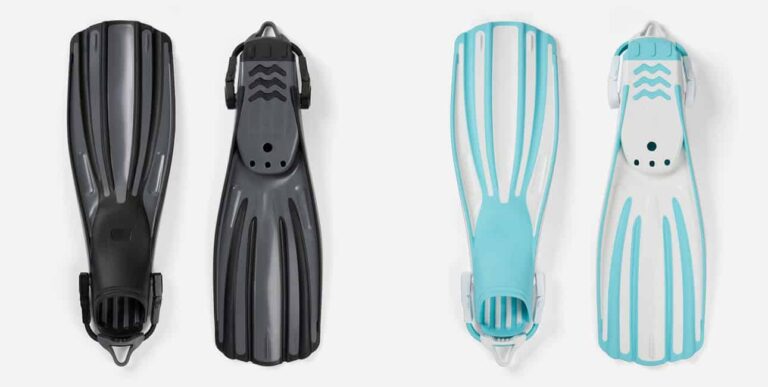 Ces palmes bicolores, idéales pour l'exploration sous-marine, allient performance et confort pour les passionnés de plongée.