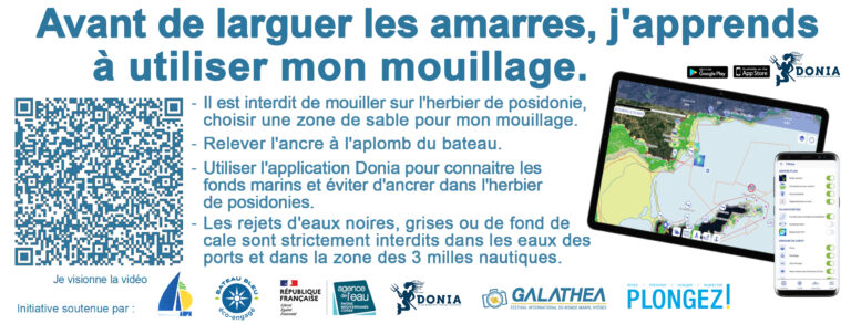Avant de naviguer, apprenez à mouiller durablement grâce à l'application Donia pour protéger les herbiers de posidonie. 🌊