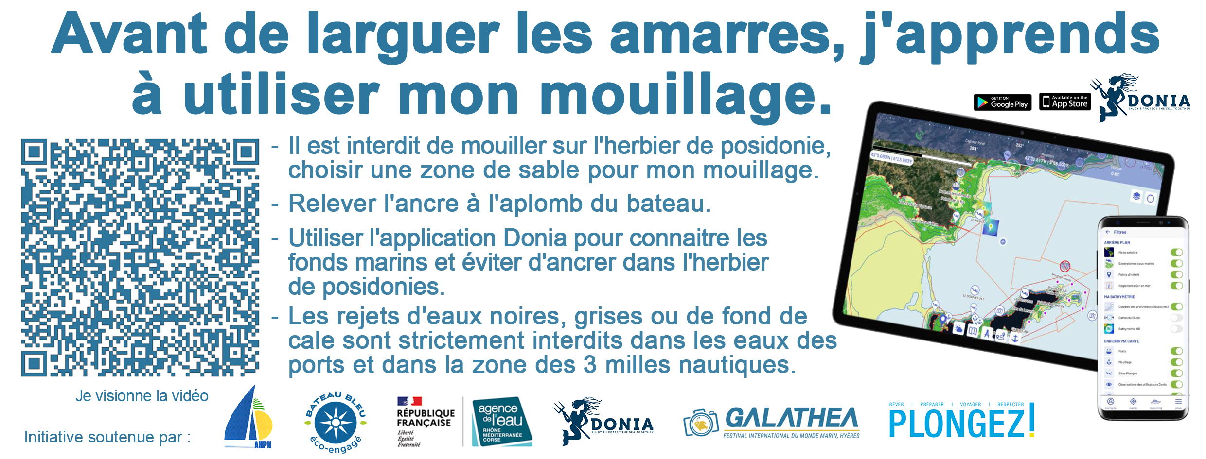 Avant de naviguer, apprenez à mouiller durablement grâce à l'application Donia pour protéger les herbiers de posidonie. 🌊