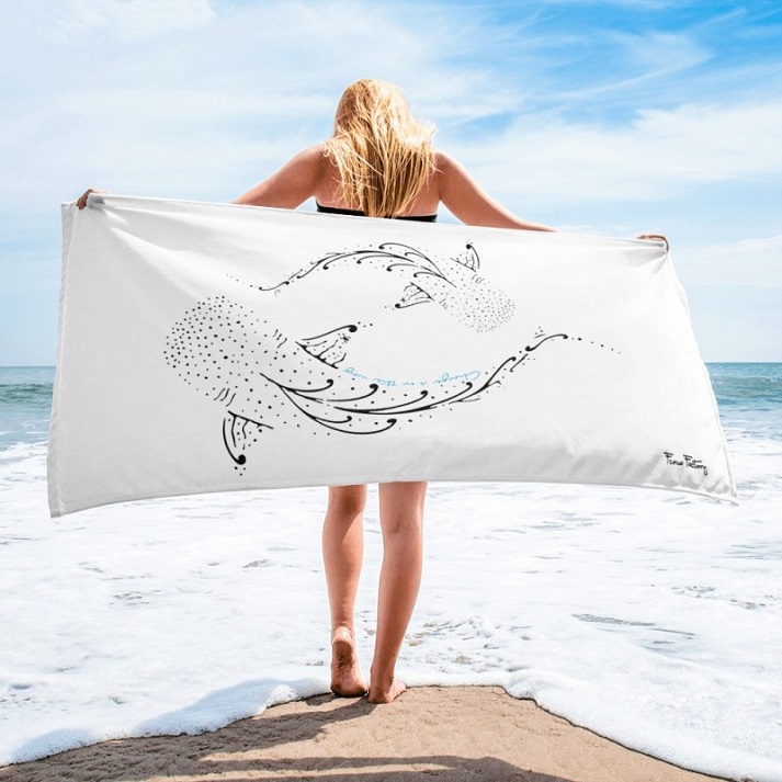 Serviette blanche requins baleines